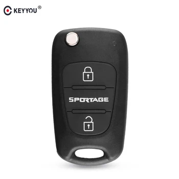 

KEYYOU Replacement for Kia Sportage 3 Button Flip Folding Switchblade Auto Remote Uncut Blade Key Shell Blanks Fob Cover Case