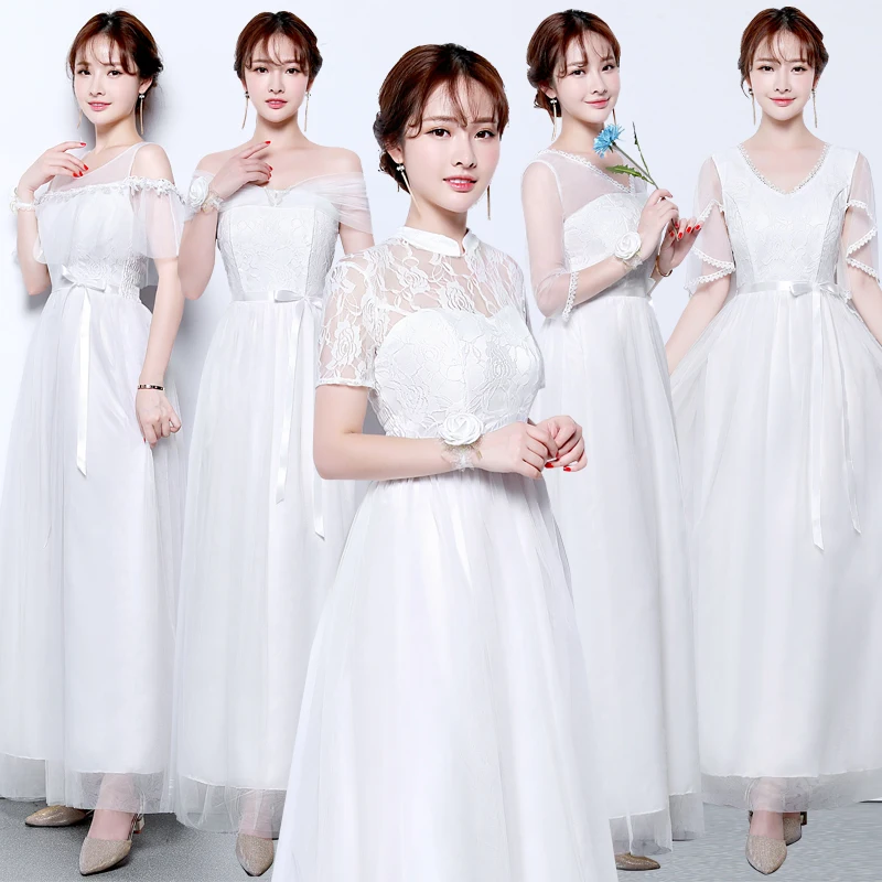 Длинный Красивый короткий рукав белое платье для подружки невесты Выходные туфли на выпускной 5 видов стилей свадебное вечернее платье, размеры от 2 до 14 лет, а также размер 16 SW0050
