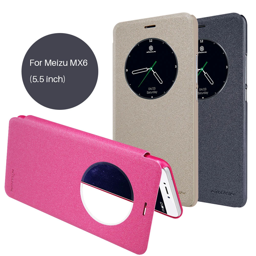 

For meizu mx6 case NILLKIN Sparkle PU leather case flip case smart wake up view window for meizu mx6 (5.5 inch) protective cover