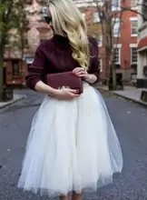 Wholesale Layered Mid-Calf Princess Skirt Adult Tulle Skater Skirts Party Ball Gowns Bridesmaid Dress Plus Size Bust Skirts