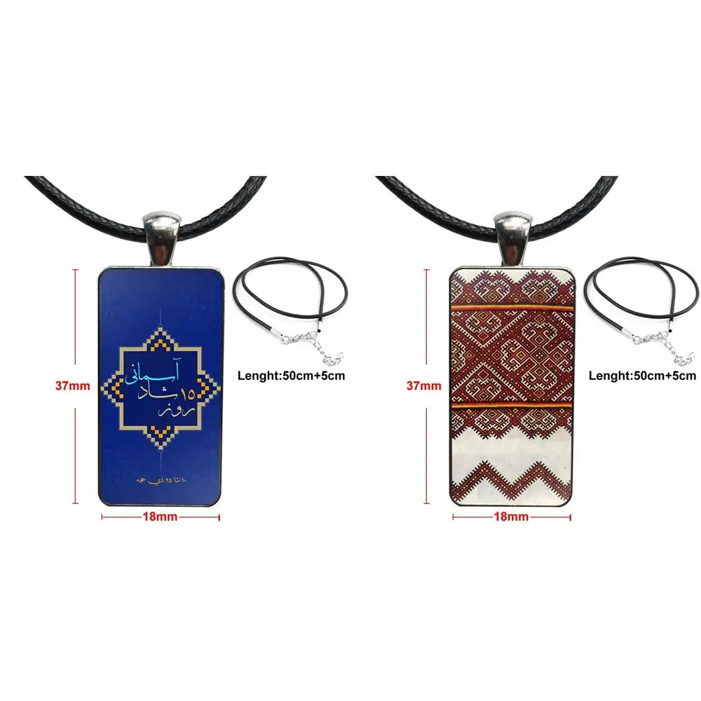 

For Men Women Ukraine Embroidery Fashion Glass Cabochon Necklace With Women Statement Pendant Rectangle Necklaces Jewelry