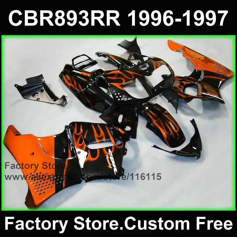 Запасные части для HONDA 1996 1997 CBR900RR CBR 893RR 96 97 fireblade orange flame 893 обтекатели | Автомобили и