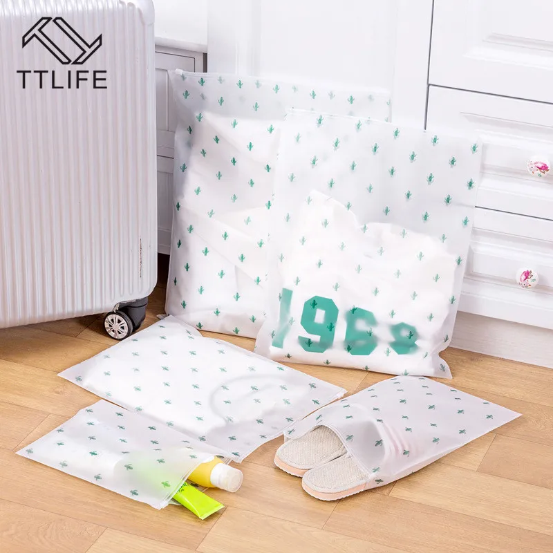 

TTLIFE 5 Sizes EVA Cactus Transparent Matte Transparent Waterproof Travel Storage Bag Dust-proof Sealed Buckle Clothes Storage