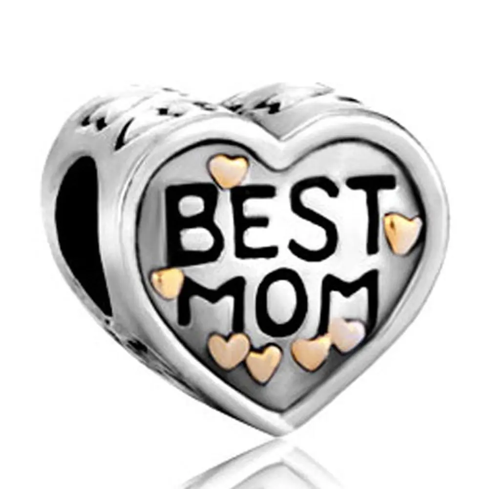 Silver Mother Mom Beads Fit Pandora Original Charm Bracelet Family Beads & Jewelry Makings
