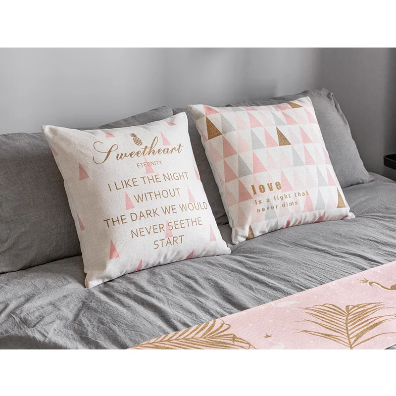 Летняя декоративная наволочка для подушки, розовый треугольник, ананас, фламинго, геометрический чехол для подушки, чехол для подушки, домашний декор 45*45 см