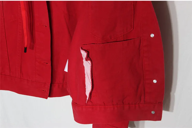 Красная джинсовая женская куртка с капюшоном и длинным рукавом, джинсовое пальто, верхняя одежда для женщин, весна-осень, корейский стиль, большой размер, свободная короткая джинсовая куртка для женщин