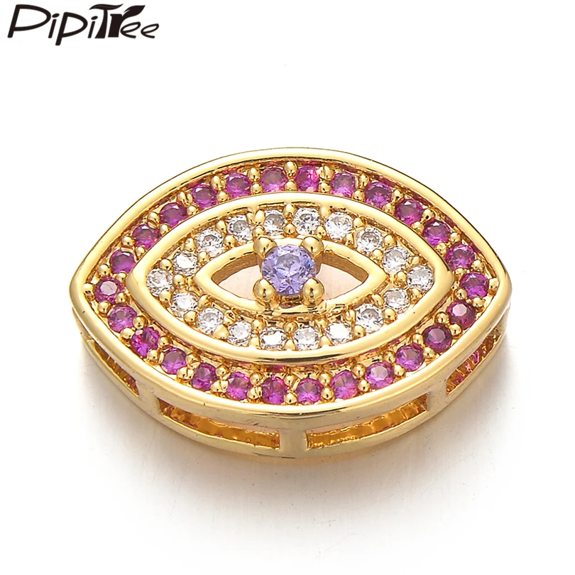 

Pipitree 3pcs/lot Fashion Pink Cubic Zirconia Evil Eye Beads DIY Wholesale European Beads Charms for Bracelet Jewelry Making