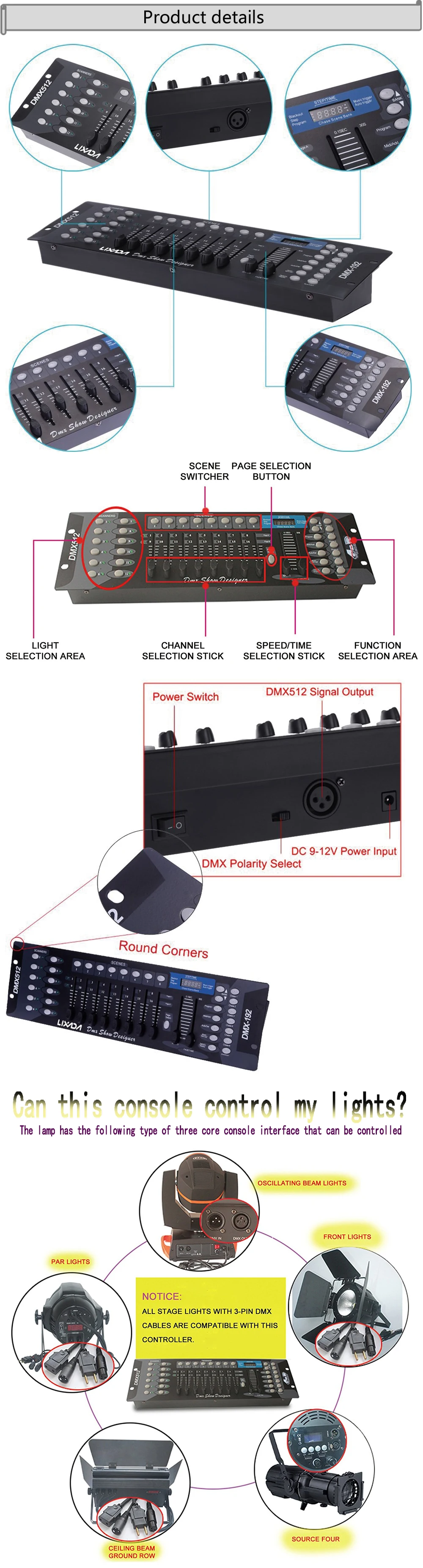 192 DMX 512 этап DJ Light контроллер Освещение лазерный проектор партии паб ночной клуб DJ КТВ Дискотека перемещение головы