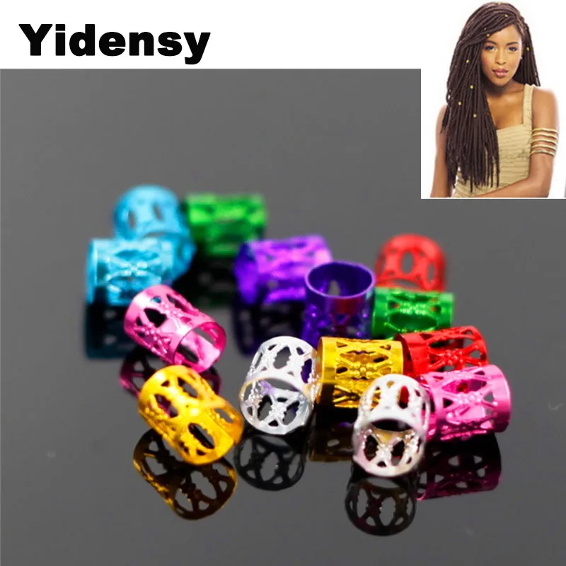 

Yidensy 100pcs Aluminum Hair Braid Cuff Clip Hollow Tube Reggae Jamaica Loc Dreadlock Beads for Braids Twists Jewelry Accessory