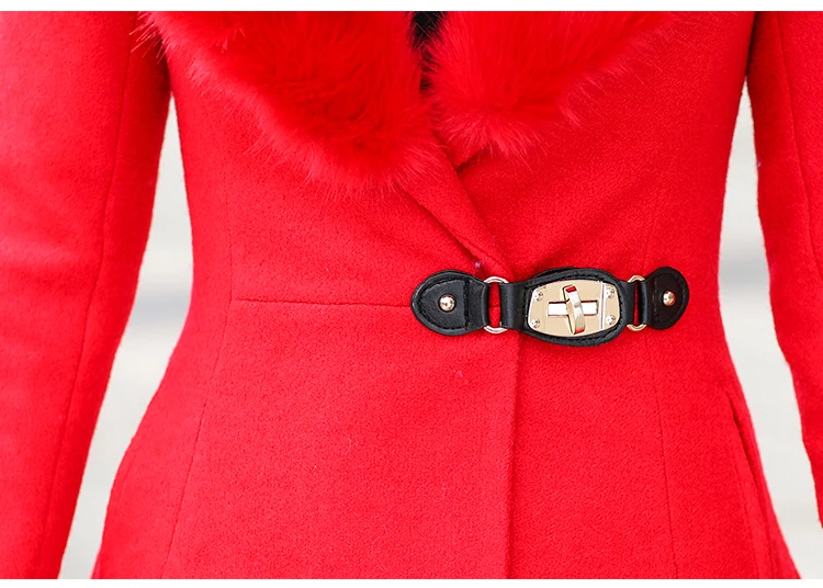 Brieuces Новое модное зимнее женское Шерстяное Пальто с длинным толстым теплым большим меховым воротником Женская куртка женская верхняя