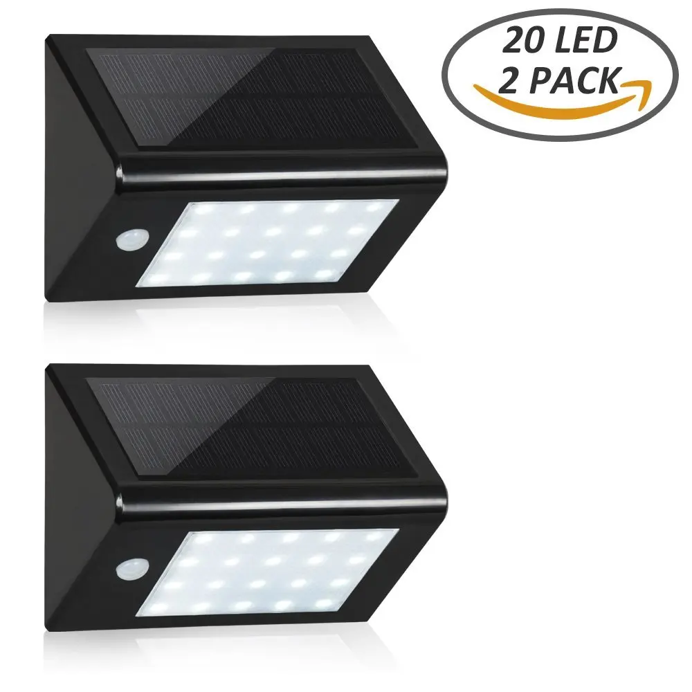 

T-SUNRISE 2PCS 20 LED Solar Lights 6000K Outdoor Solar Motion Sensor Wall Lights IP65 Waterproof Security Lamps for Garden Yard