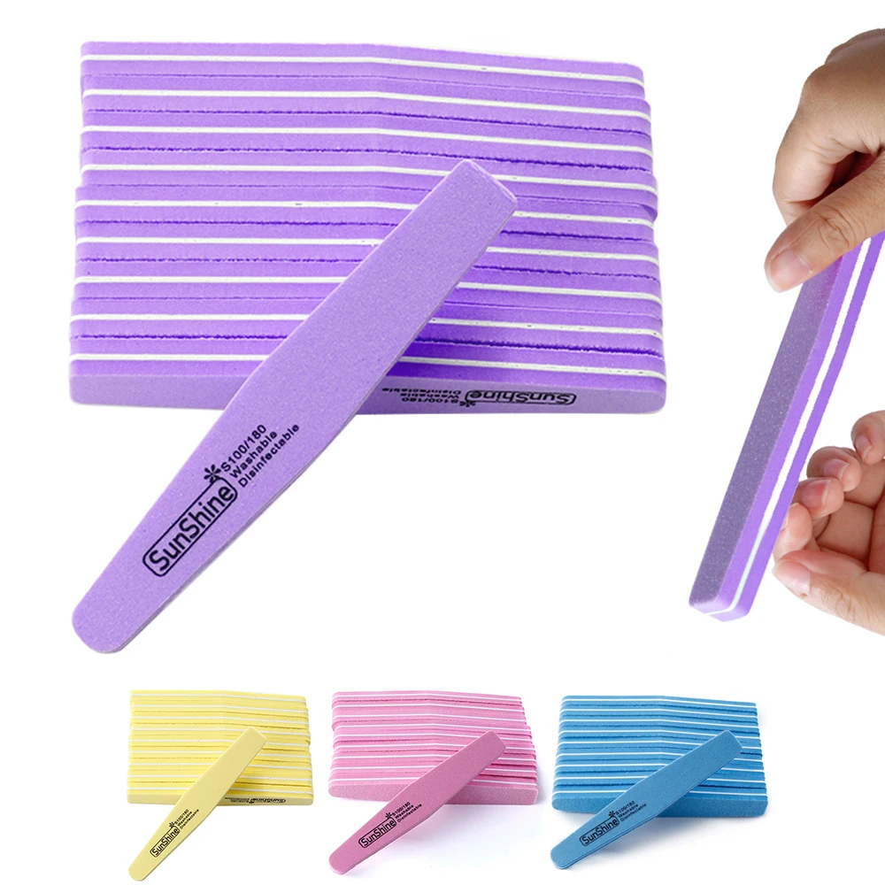 

10PCS Nail Files for Gel lime a ongle Cuticle Remover Buffers Varnish Removal File Set Manicure Sponge Emery 100/180 Trimmer