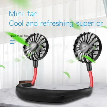 

Hands Free Neckband Fan Portable Wireless USB Rechargeable Neck Hanging Dual Cooling Mini Fan HY99