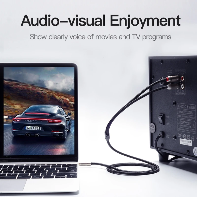 Аудиокабель Vention 3 5 мм 2 RCA кабель Jack нейлоновый Плетеный сплиттер для домашнего