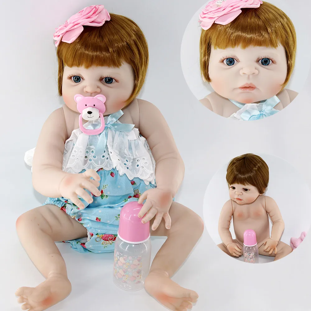 Baby reborn doll toys 23"57cm full silicone reborn baby real dolls can
