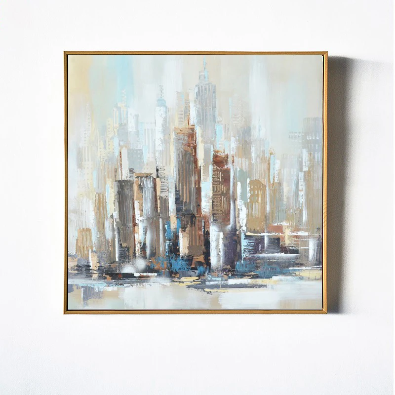 

New York Modern City Architecture Abstract Wall Art Handmade Oil Painting Set Canvas Prints Home Living Room Bedroom Decoration