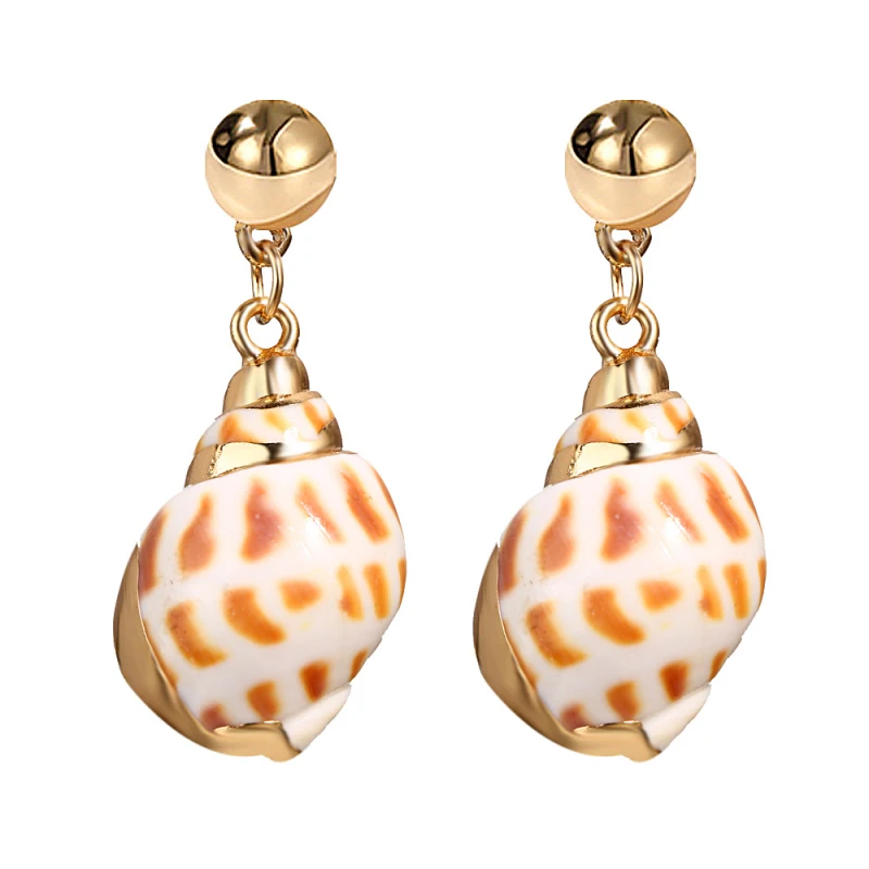 

2019 New Fashion Women Natural Shell Drop Earrings Summer Boho Bikini Jewelry Ivory Color Gold Handmade Simple Earrings For Girl