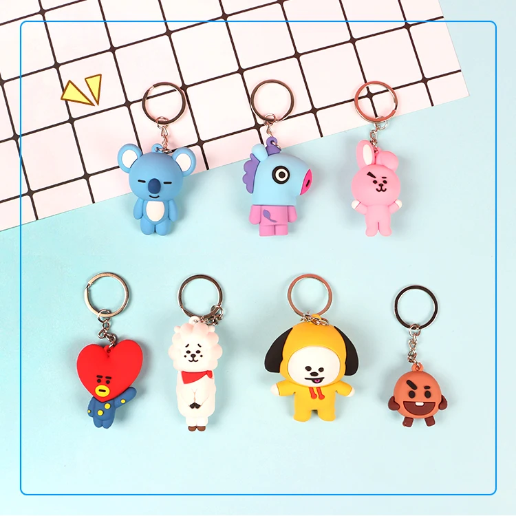 Kpop BTS BT21 Cute 3D Keychain Keyring Bangtan Boys Key Holder Bag