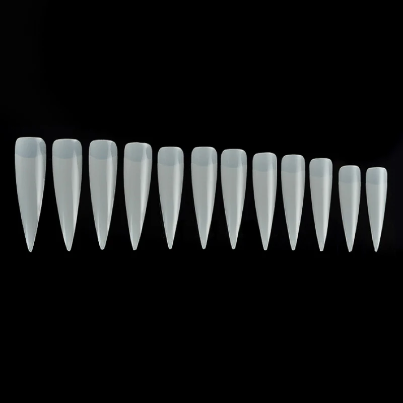 Shellhard 5 Bags/60pcs Nail Tips Clear Natural White False Nail Tips Long Acrylic Fake Nails For Nail Art Tools