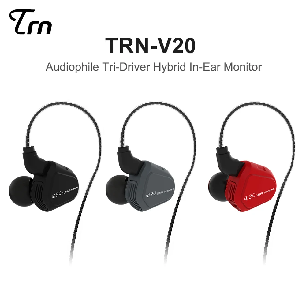 

2018 Newest TRN V20 1DD+1BA Hybrid In Ear Earphone HIFI DJ Monito Running Sport Earphone Earplug Headset With 2PIN Detachable