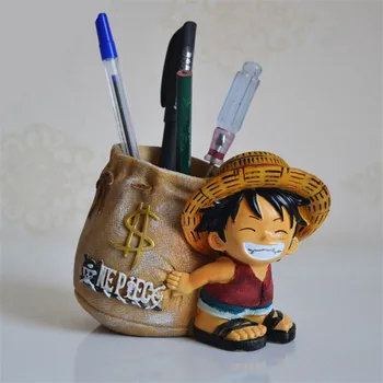 

Anime One Piece Luffy resin Action Figure Office Desk Pen Holder Collectible decoration action figurines Boy Toys creative gifts