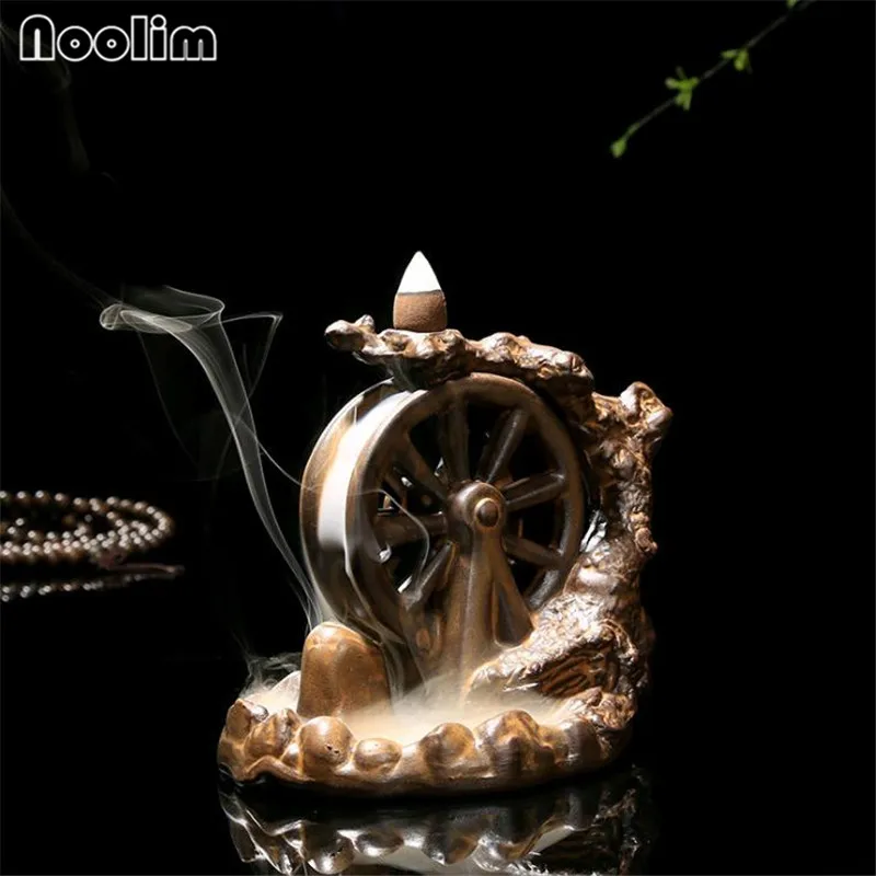 

Waterwheel Antique Smoke Incense Burner Waterfall Ceramic Backflow Incense Holder portable Incense Censer Home Retro Decor