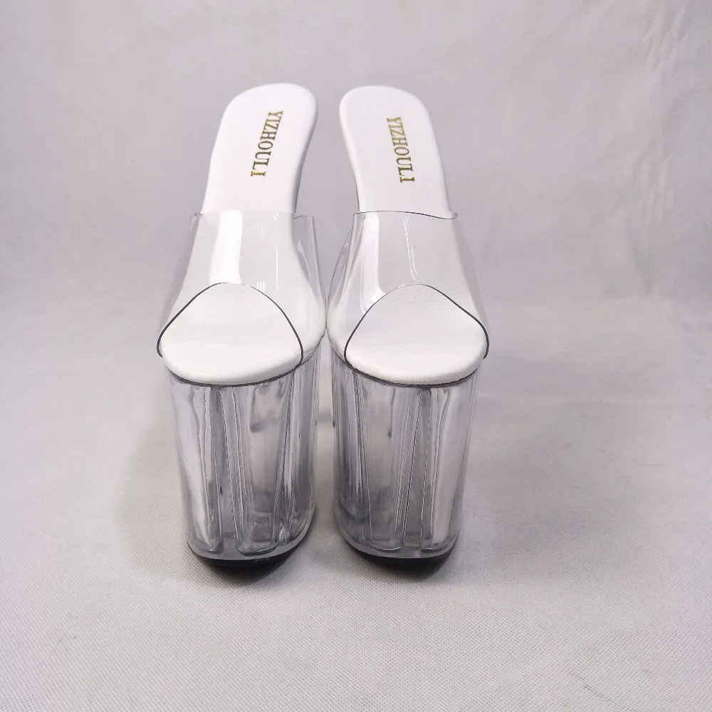 8 Inch Clear High Heel Slipper Gorgeous Crystal Slippers Low Price 20cm Platform Women's Shoes Club High Heels Dance Shoes