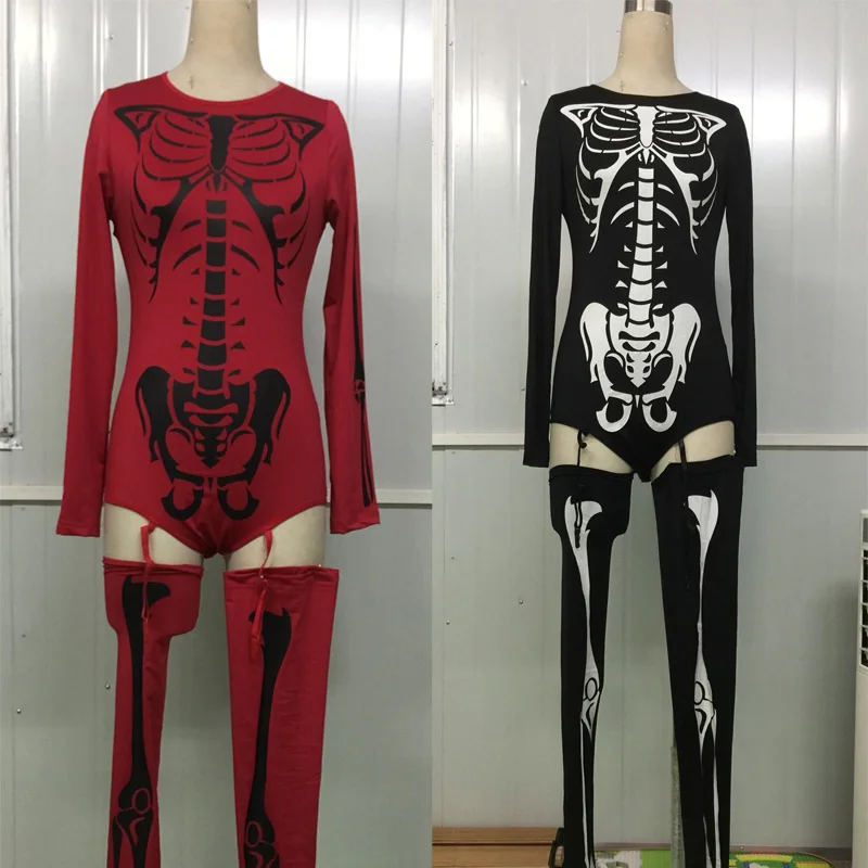 Coshome Halloween Party Cosplay Costumes Women Girls Skull Bodysuit Adult Vampire Ghost Clothing Killer Role Play Outfit  (10)