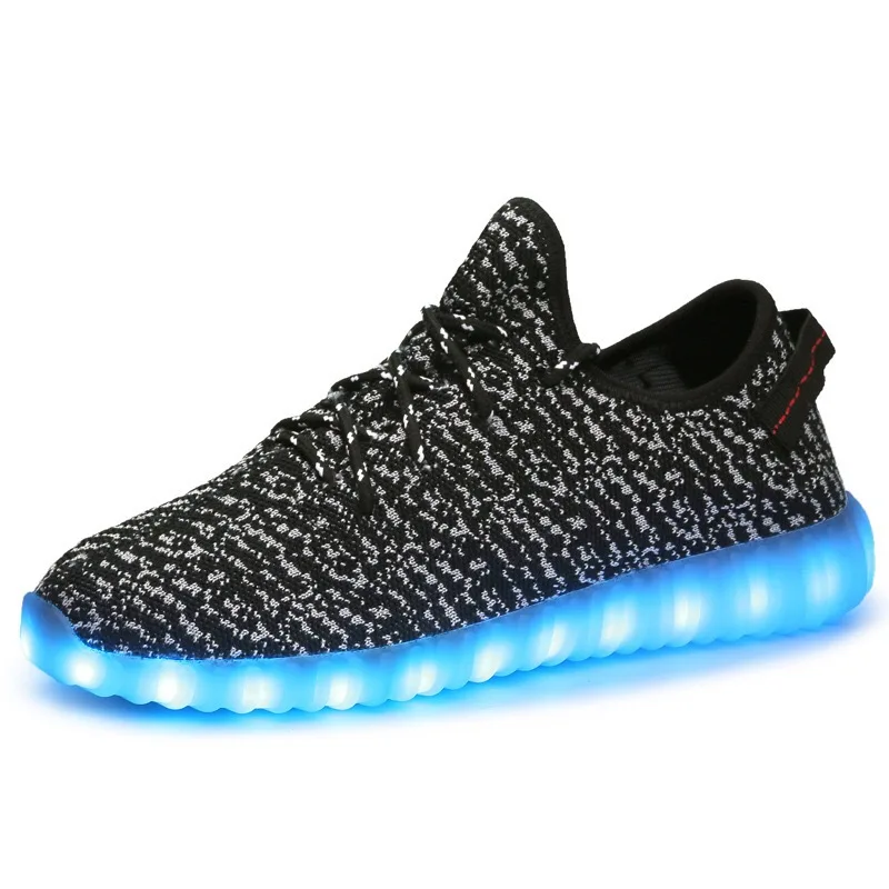 

New coconut lamp shoes LED rechargeable light shoes breathable woven casual shoes wholesale size 35-45