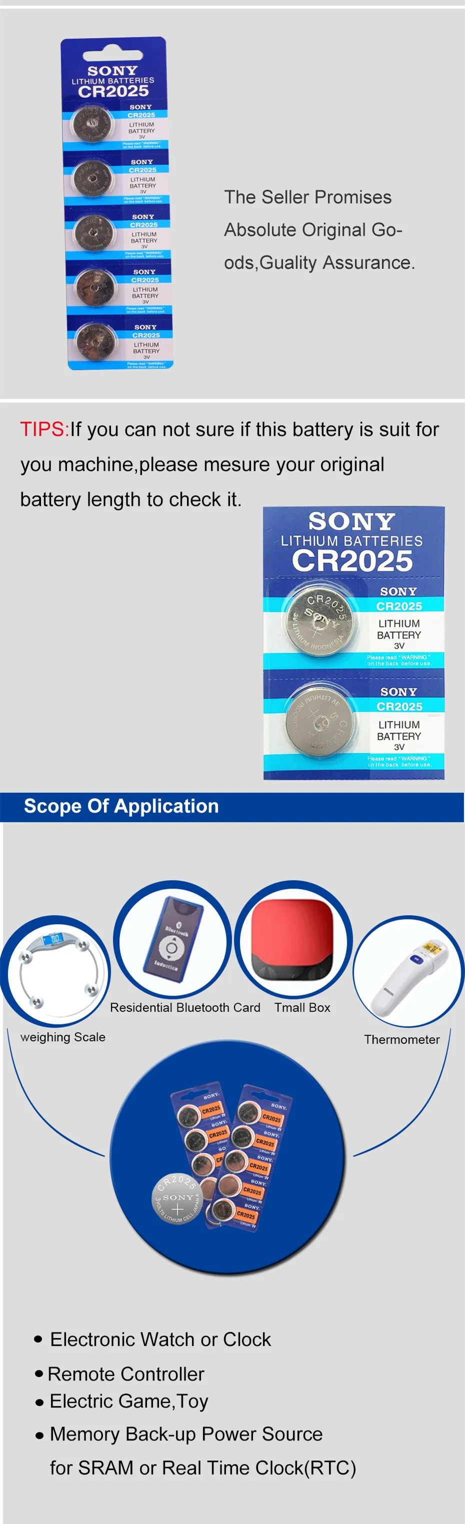 Célula Baterias cr2025 3V Lithium Coin Bateria