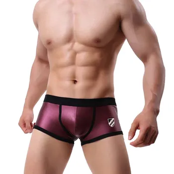 

2pcs/lot Brave Person Sexy Men Underwear Imitation Leather Fashion Mens Boxers Underwear Boxer Shorts
