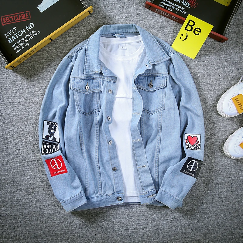 

New Top Quality brand Denim Jackets Men Cowboy Slim Fit Bomber Jacket Men's Hip Hop Print fashion discount Coats plus 5XL