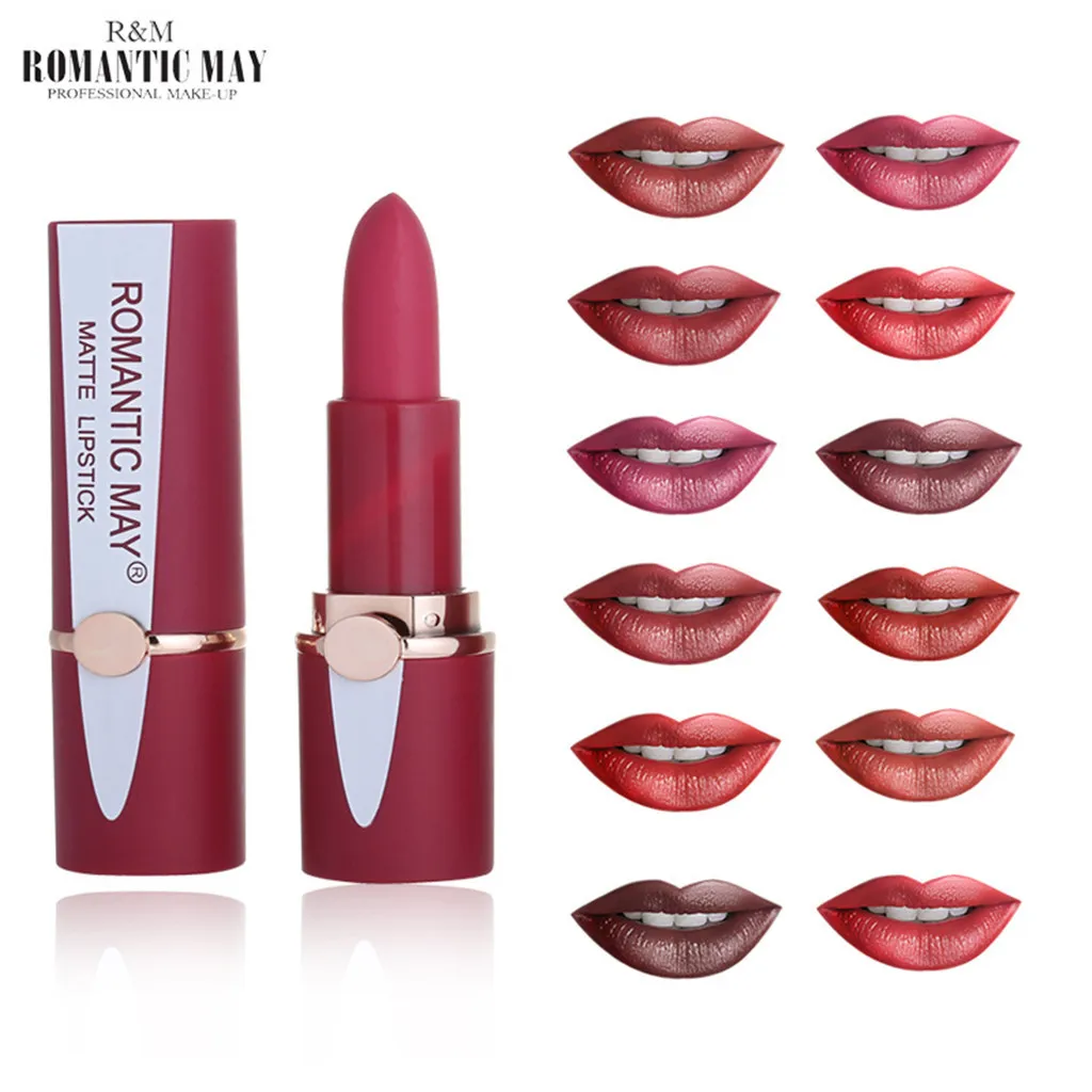 

Sexy Long Lasting Waterproof Nude Lipstick Matte Cosmetics Lip Tint 12 Colors Moisturizer Pigments Red Matte Lip Stick Batom