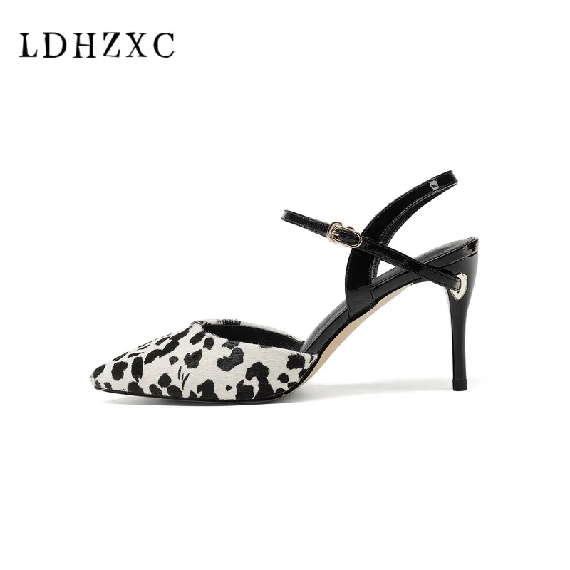 

LDHZXC Elegant Cow Leather Women Sandals 2018 Gladiator Socialite High Heel Cross Straps Open Toe Genuine Leather Party Shoes