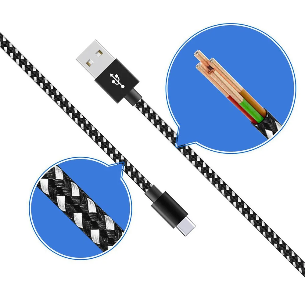 2.1A Braided Aluminum USB-C USB 3.1 Type C Data&Sync faster Charger Cable For Samsung Galaxy S8 Dropship