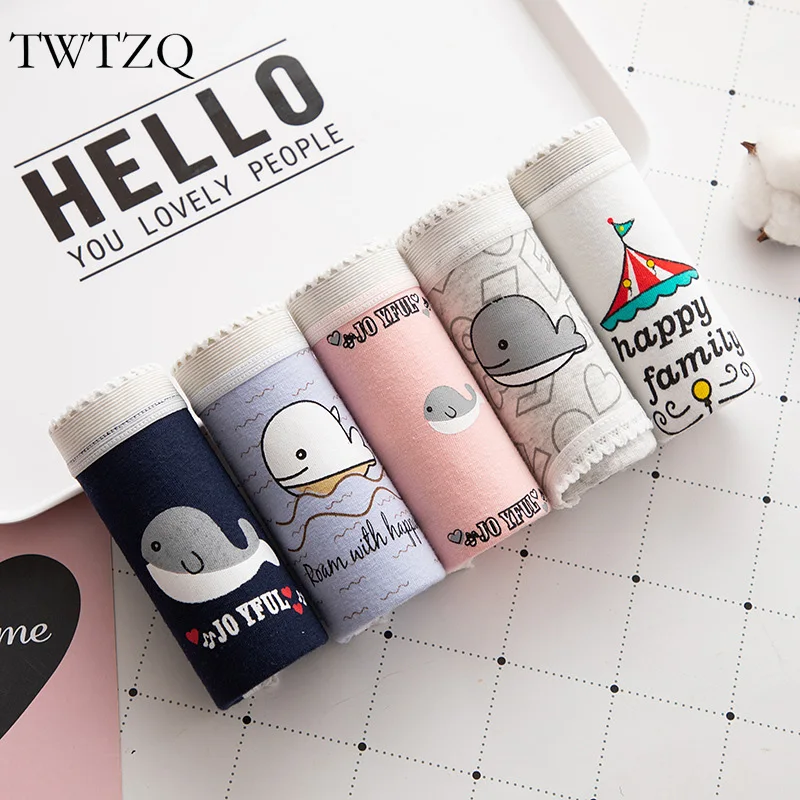 Трусики TWTZQ женские с принтом Кита хлопковое нижнее белье Симпатичные