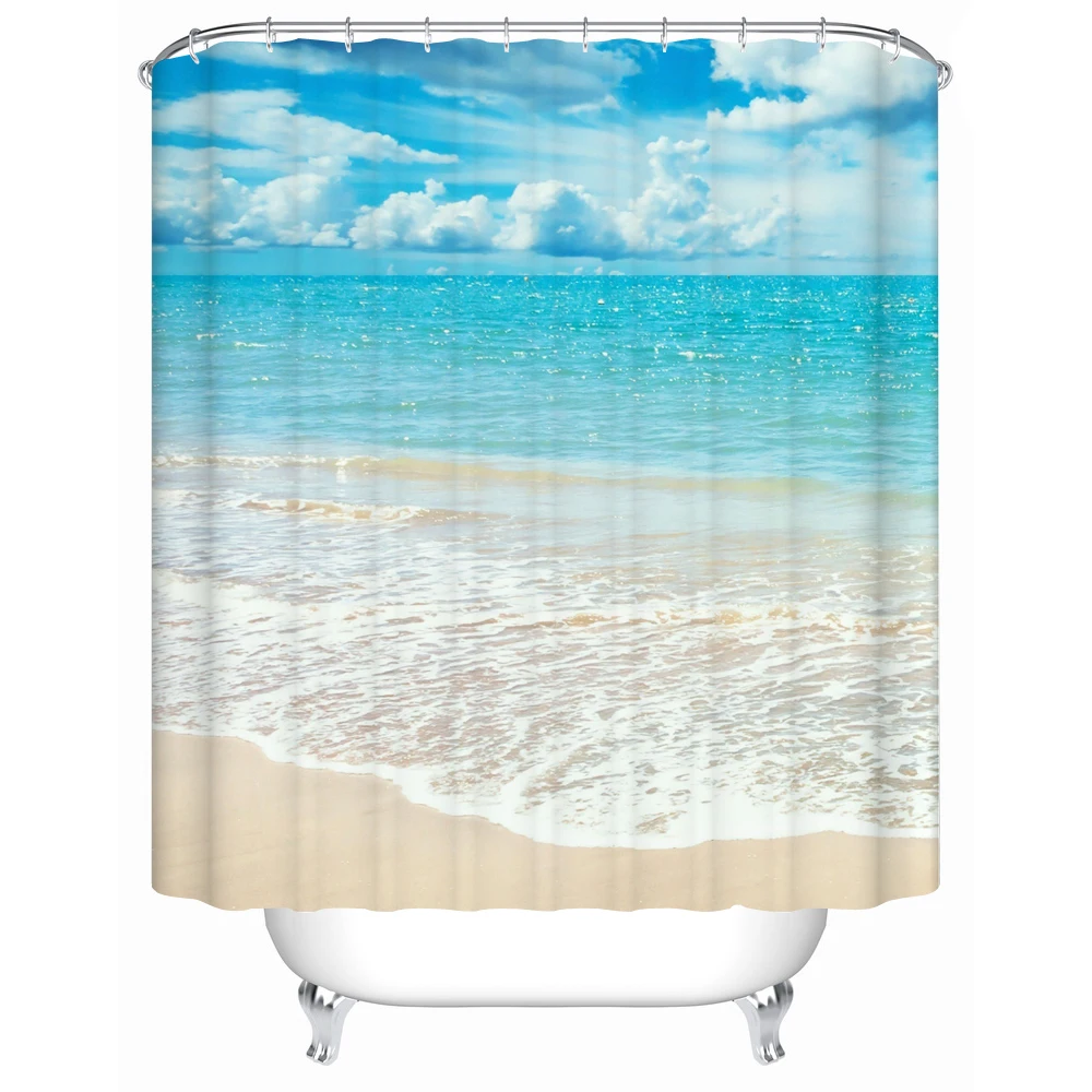 

Bathroom Products Shower Curtains Bathroom Curtain Waterproof Accessories Beautiful View of The Beach The Shower Curtain Y-099