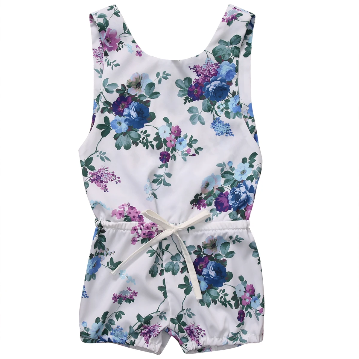 2017 Summer Little Girls Floral Backless Rompers Newborn Toddler Baby