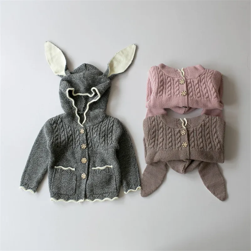 2018 New Children Sweaters Rabbit Ears Boys Girls Sweater with Hooded