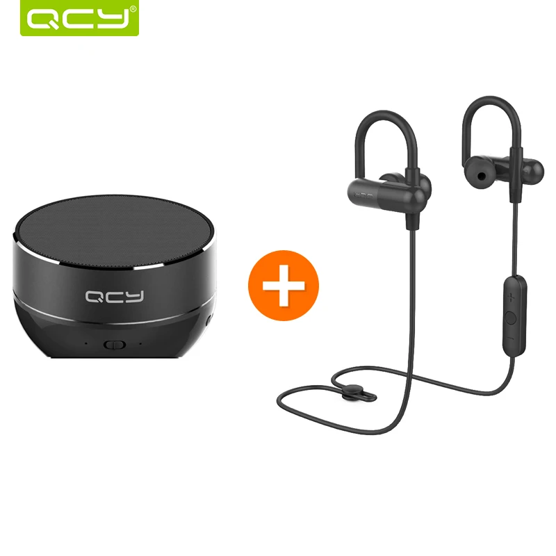 

QCY value package QQ800 mini portable bluetooth speaker support TF Card USB AUX and QY11 headphones