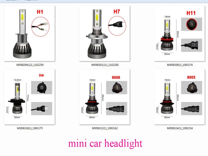1 х COB мини 1 одинарная лампа дальнего света светодиодный H1 H7 H11 H4/9003/HB2 один 9006/HB4 9005/HB3 90W 12000LM фар автомобиля Conversion Kit