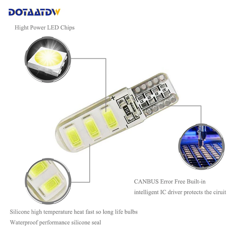 Dotaatdw 1x Автомобильные светодиодные ошибок T10 5630 SMD светодиодные лампы 12V Подсветка регистрационного номера для hyundai Sonata ix25 ix35 i20 i10 accent hyundai solaris