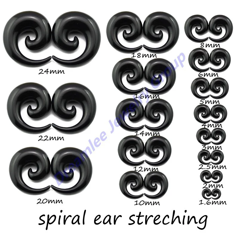 160 Pcs UV Acrylic Fashion Solid Black Spiral Taper Snail Plugs Ear