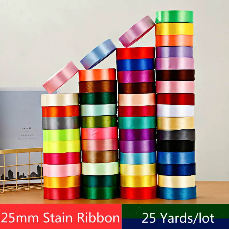 

25 Yards 25mm Packing Material Satin Ribbon DIY Bow Craft Decor Wedding Party Decoration Gift Wrapping Scrapbooking Supplies