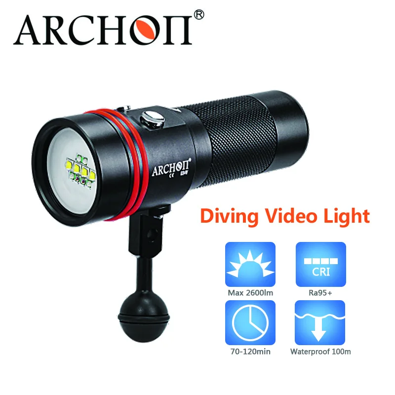

ARCHON diving video light underwater UV/red white diving photography light LED Built-in rechargeable battery Diving flashlight