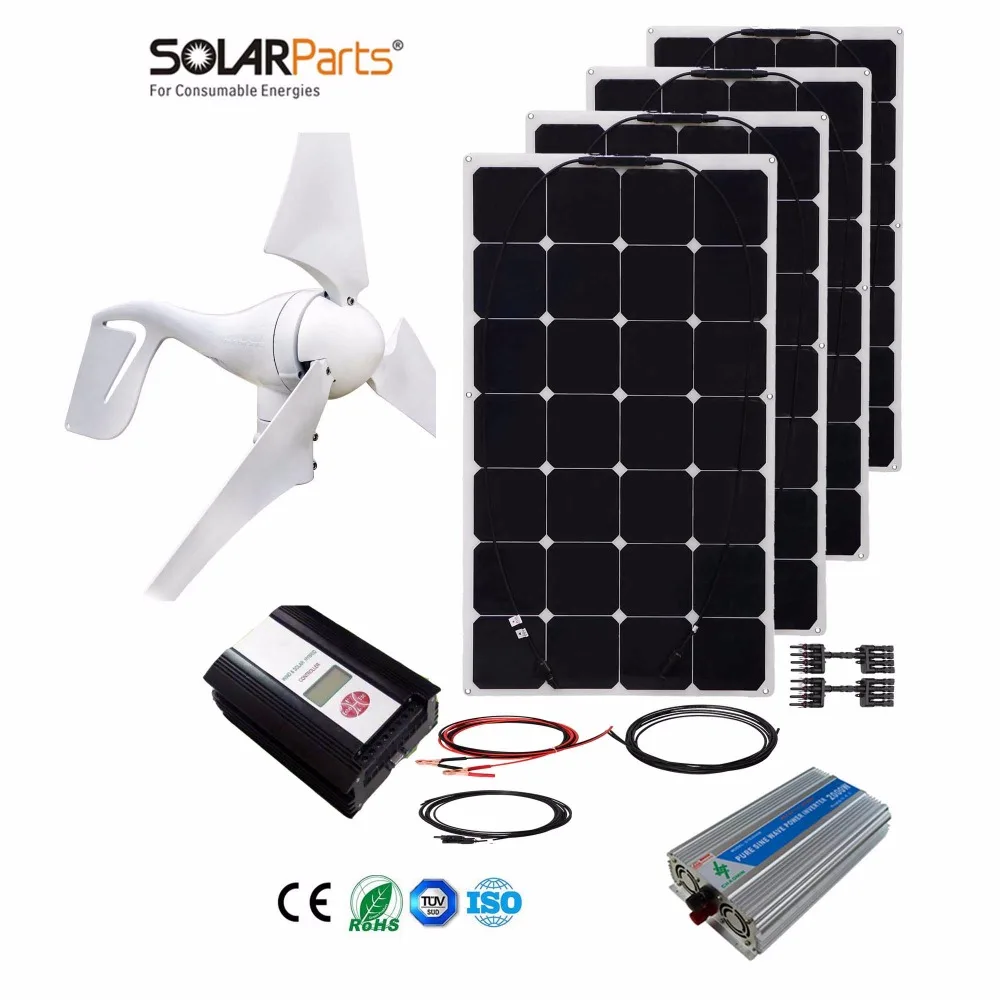 Boguang 1x 400W+400W Solar Wind Hybrid solar system DIY kit solar panel home house module mobile dc 12v/24v off grid tie turbine