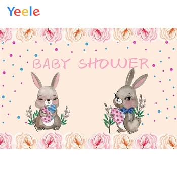 

Yeele Baby Shower Flowers Clever Rabbits New Birth Photography Backdrops Personalized Photographic Backgrounds For Photo Studio
