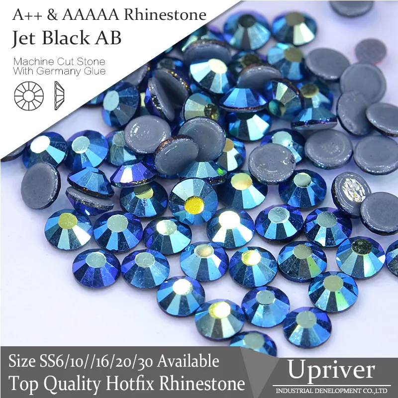 

A++ 1440pcs/288PCS High Fancy Bright Glass SS6-SS30 Jet AB Hotfix Rhinestones For Wedding Dress