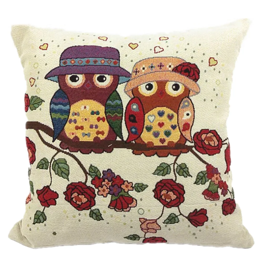

Pillow Cover Vintage Owl Pattern Cotton Linen Pillow Cases Covers Best Festival Gift Super Soft Throw Pillowcases For Home