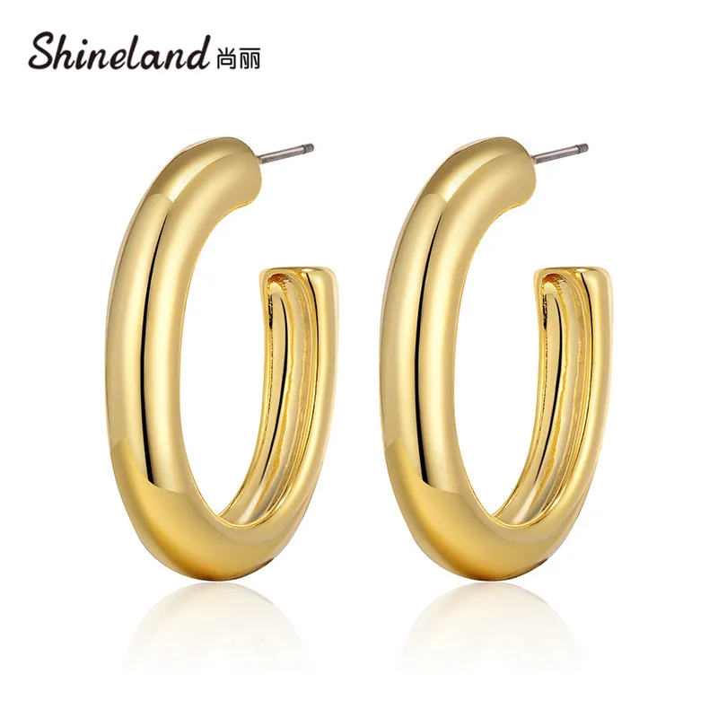Shineland Винтажные серьги гвоздики Модные женские круглые треугольные